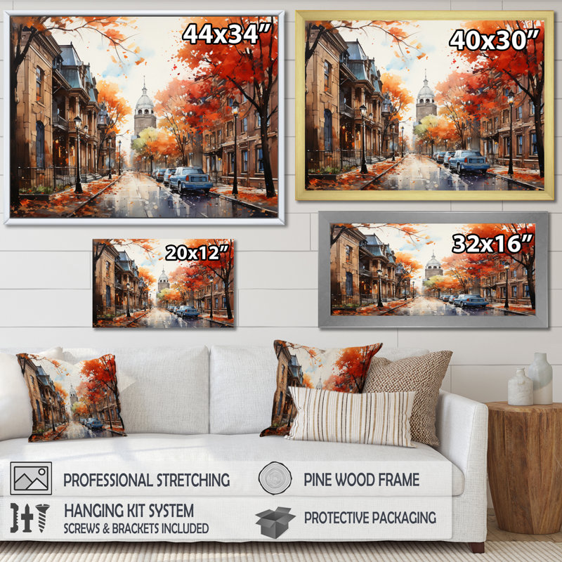 Old Street Boston Views - Boston, art mural, Cadre photo noir, H 12 po x l 20 po x P 1 po