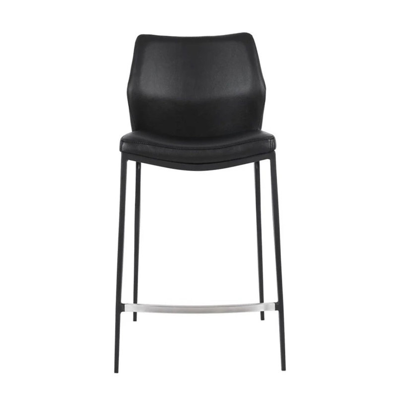 Staffan Upholstered Counter Stool with Metal Frame, Black