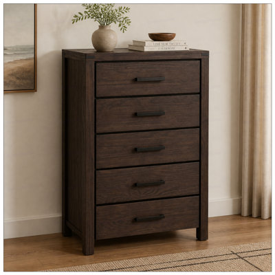 Pine 5-Drawer Chest, Modern Nordic Bedroom Storage Cabinet, Organizer, Space-Saving