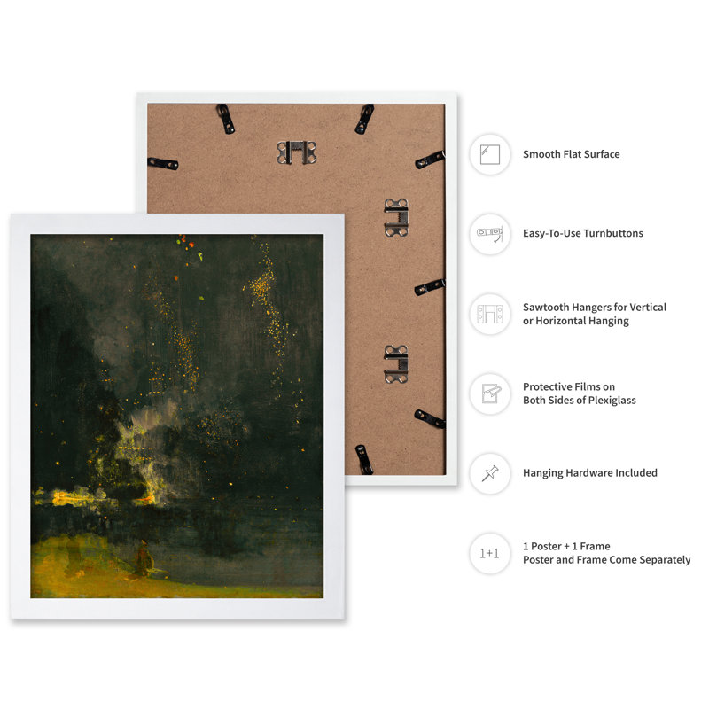 Nocturne in Black & Gold, Poster, White Framed, 11"H x 14"W