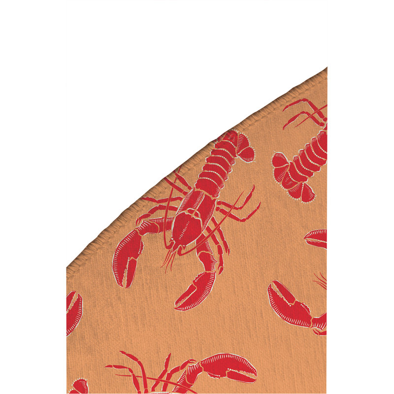 Tapis d'extérieur décoratif homard, Orange, Round 5'