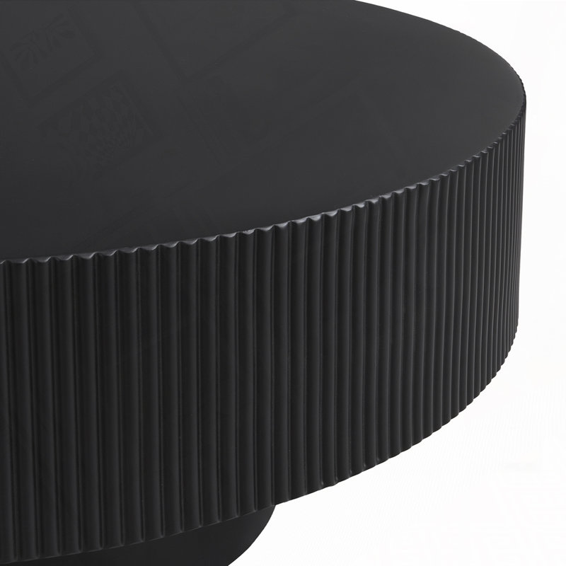 Round Coffee Table with 6.8" Thick Tabletop, Black
