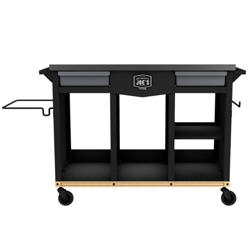 Oklahoma Joe's Black Steel Prep and Storage Cart with Wheels