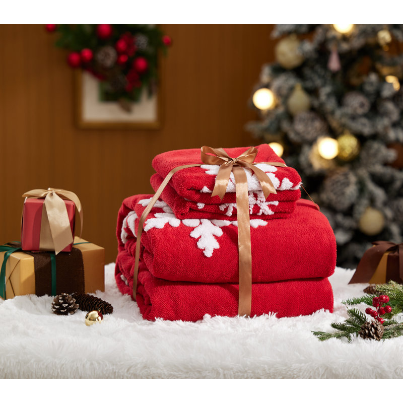 Ensemble de housse de couette Litsure Fluffy, Housse de couette pour grand lit, Flocon de neige rouge