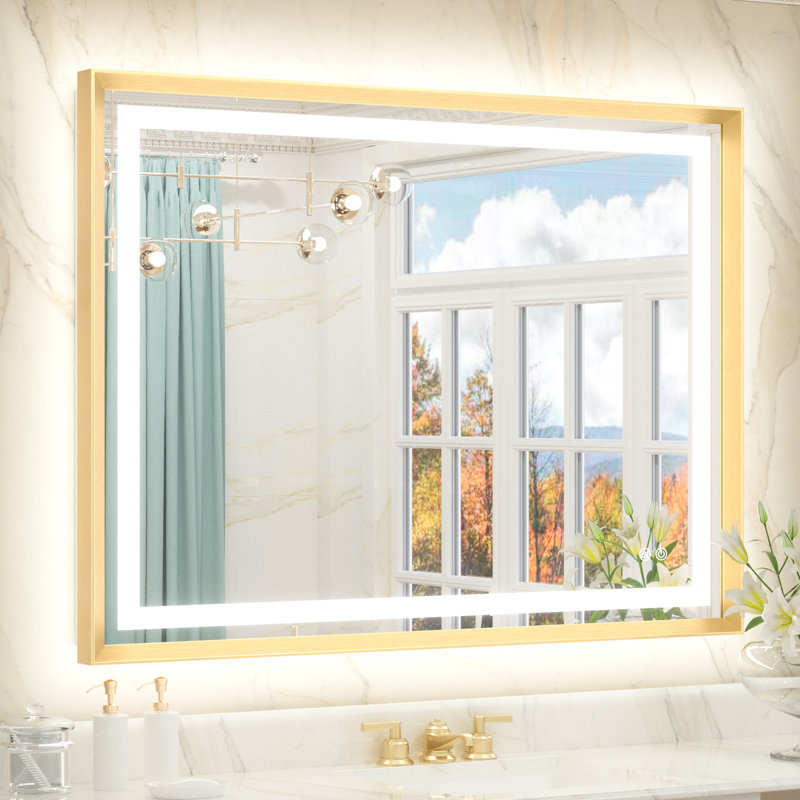 Miroir de salle de bain Dineen, Doré, 40 po x 32 po