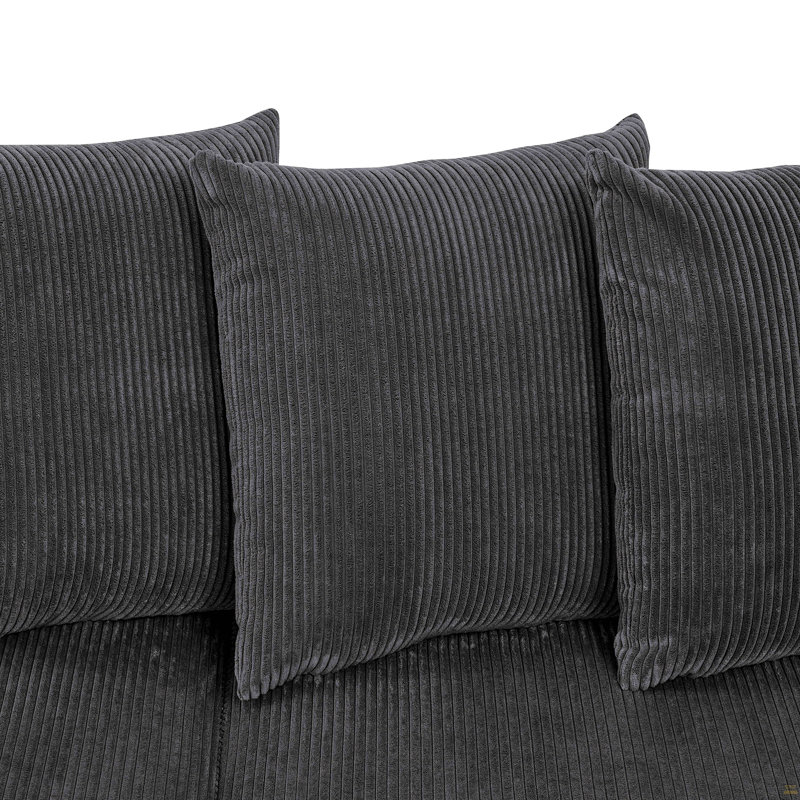 Canapé-lit modulaire à large assise en velours côtelé, Velours côtelé gris foncé