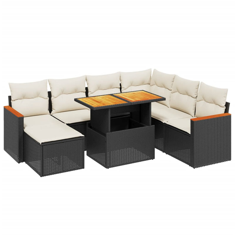 Vidaxl Garden Sofa Set Poly Rattan Large Adjustable Armrests