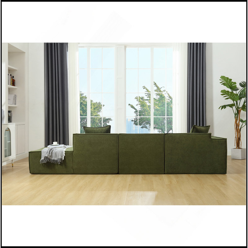 Ensemble de canapé modulaire Boneless, Polyester vert, Orienté à gauche (vu de face)