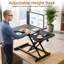 Convertisseur de bureau assis-debout, support pneumatique pour ordinateur portable avec clavier et écran unique, idéal pour les postes de travail informatiques avec ordinateur portable et écran unique. Dimensions pour utilisation au bureau.