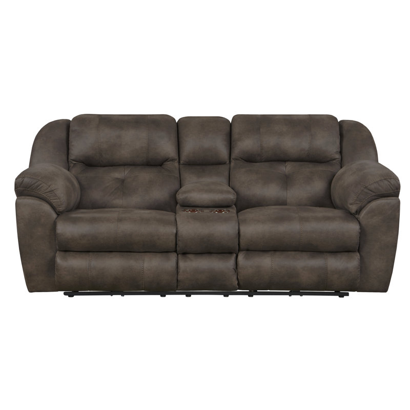 Causeuse inclinable avec accoudoirs coussinés de 89 po Chavers, Polyester brun, Oui