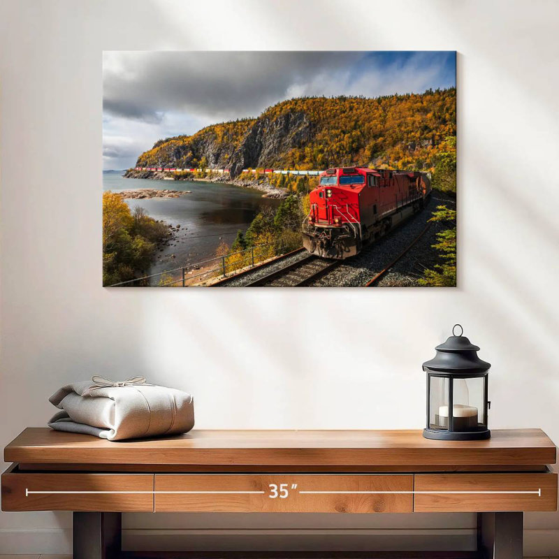 Mehar Freight Train In Autumn, 16" H x 24" W