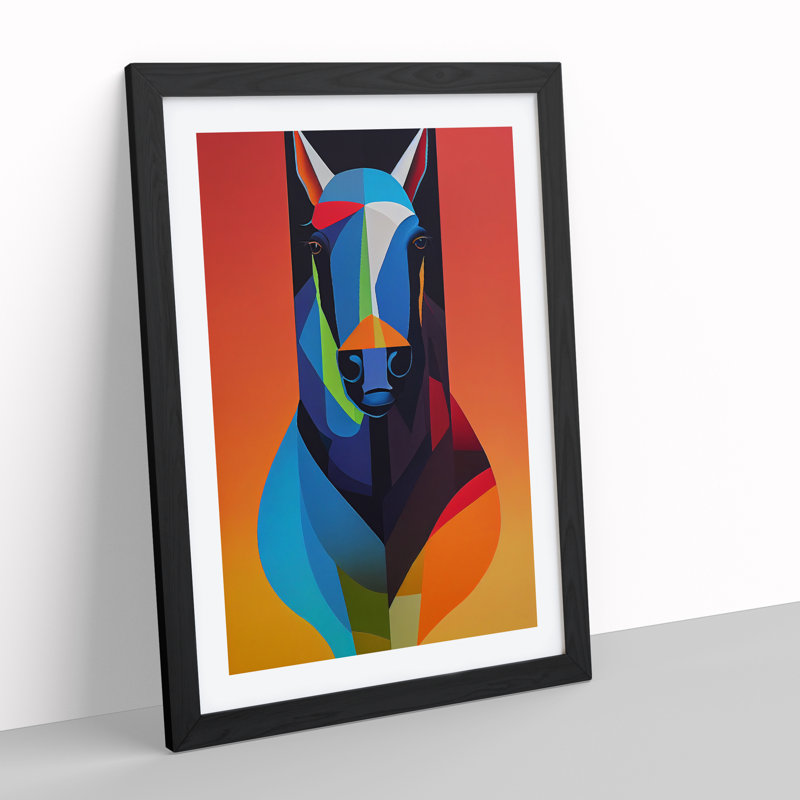 Abstract Horse No.4 - Wall Art, 64cm H x 46cm W x 2cm D, Black Framed