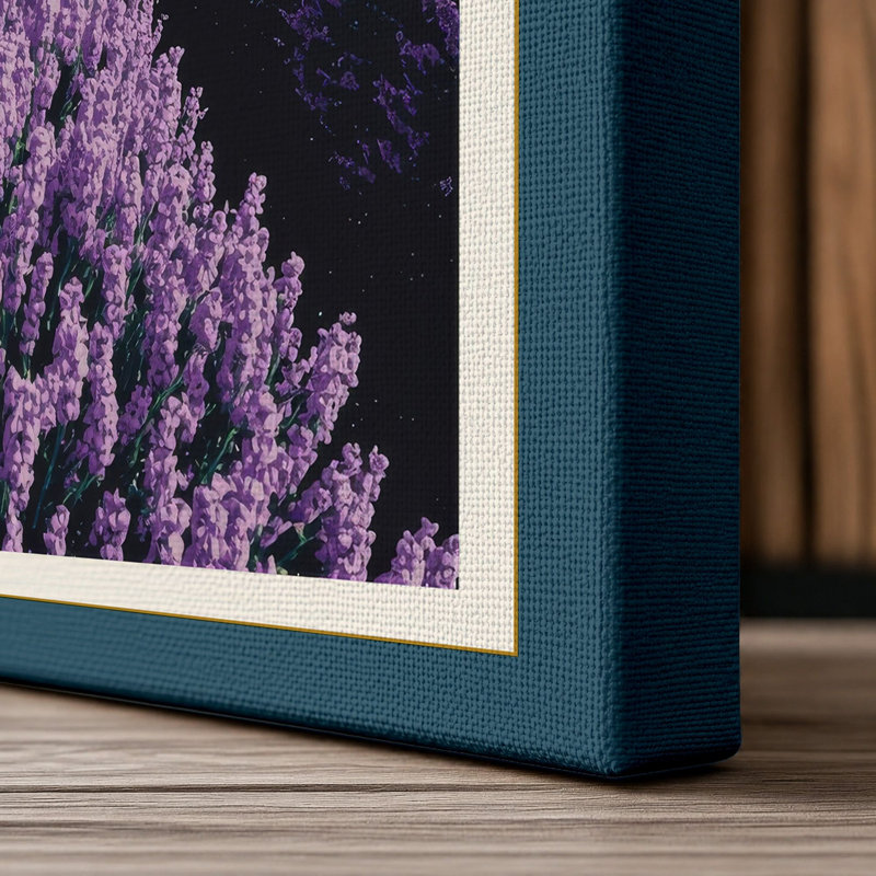 Lavender Fields Botanical - Wrapped Canvas, 30x20 - 76.2 x 50.8 cm, Teal Border