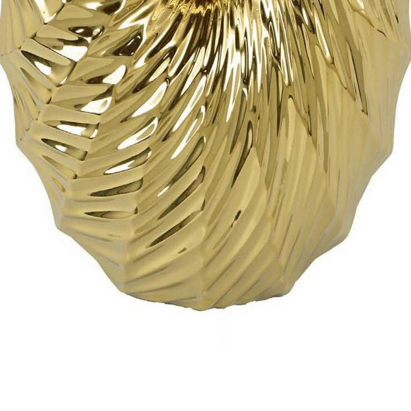 Vase décoratif, corps en céramique en forme de U de 16 pouces, motif géométrique doré