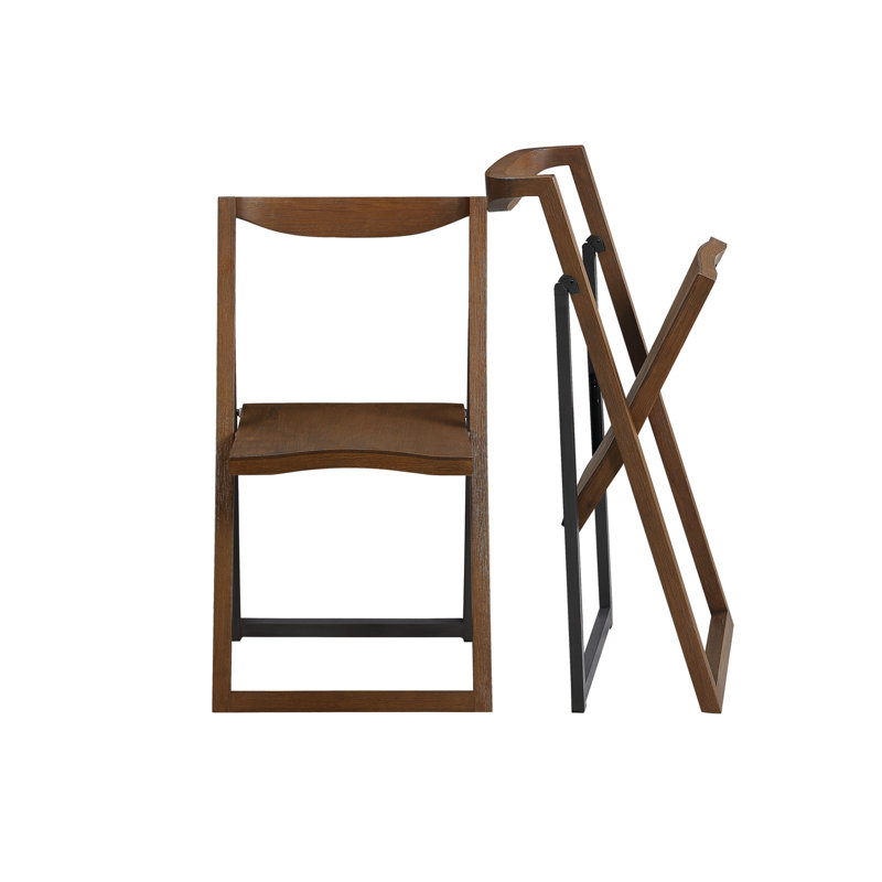 Sydney Chestnut Wire-Brush Finish Folding Chairs, Set of 2
