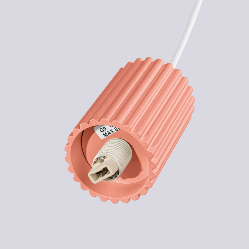 Bernis 3 - Light Brushed Nickel Pendant, Pink