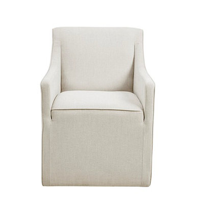 Skirted Dining Arm Chair With Casters