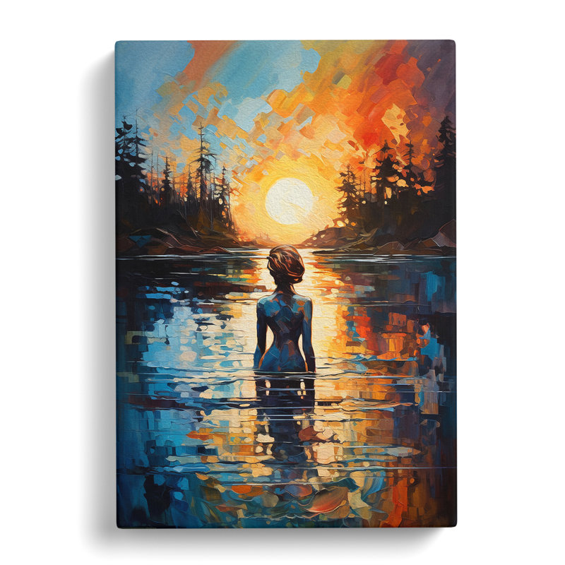 Lake Gestural Art No.2 - Wrapped Canvas
