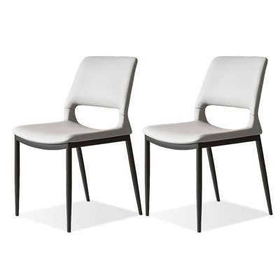 Chaise d'appoint en acier au carbone à dossier solide gris clair (ensemble de 2)