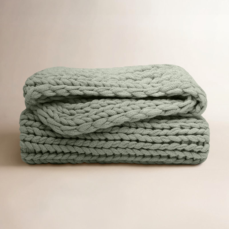Jeté tricoté à la main Chunky, Vert