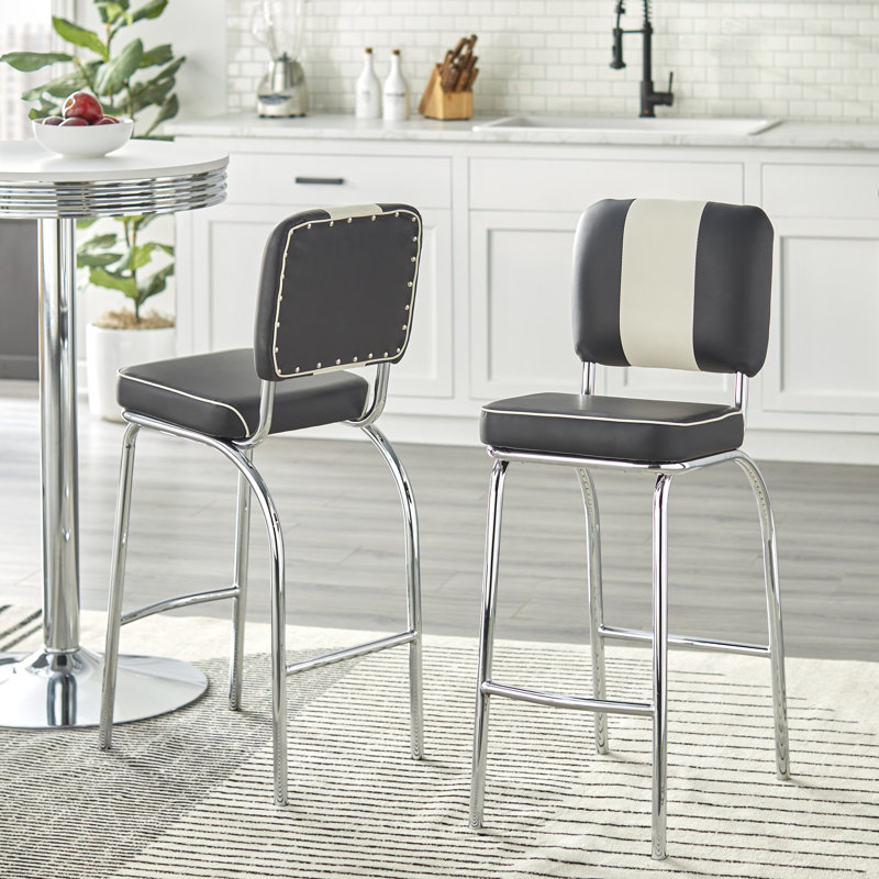 Ashtown Upholstered Counter Stool with Metal Frame, Black