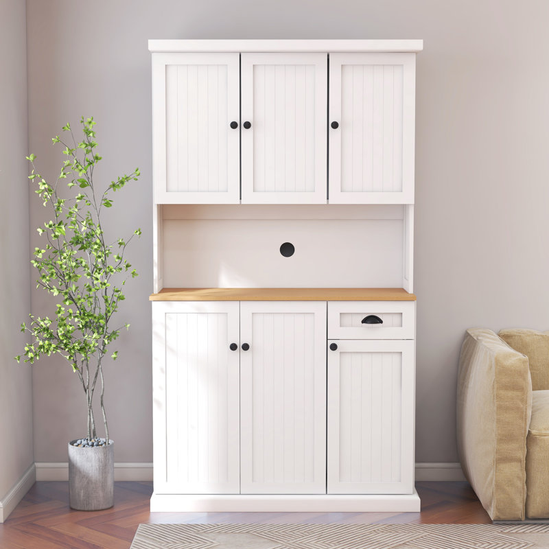 White Kitchen Furniture Cabinet, 71" With Adjustable Storage Shelves, 6 Doors, 1 Drawer, Modern Style For Home Pantry Freestanding Pasta Storage, Doors And Drawer -