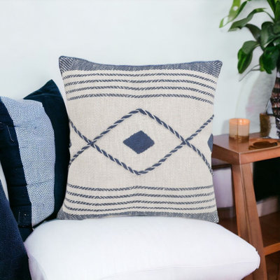 Nautical Woven Hand-Made Cotton Blend Decorative Throw Pillow