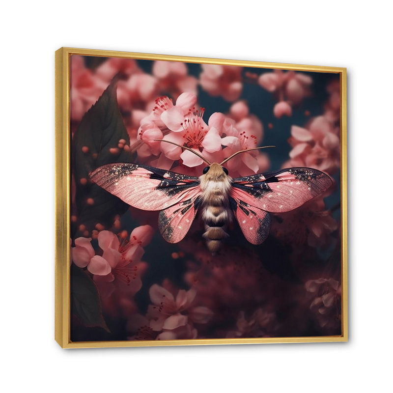 «Tiny Insect Wonders III», reproduction d'art sur toile, H 30 po x l 30 po x P 1 po, Cadre flottant doré