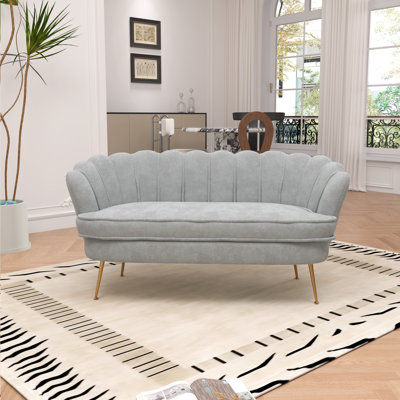 59"W  Modern Upholstered Loveseat, Small Sofa Couch With Metal Legs
