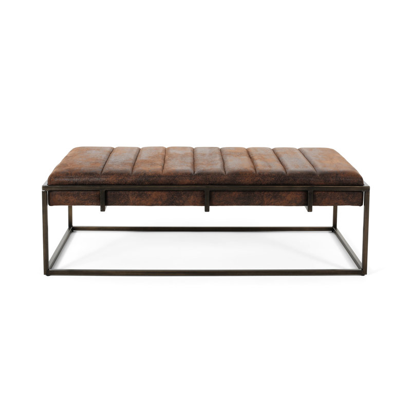 Brown Suede Upholstered Metal Bench, Brushed Gold Finish, Comfortable Seating For Two, Classic And Social Occasions, 49 In Depth, 25 Width, 16 Height Gatherings, Extra Seat Design, ,