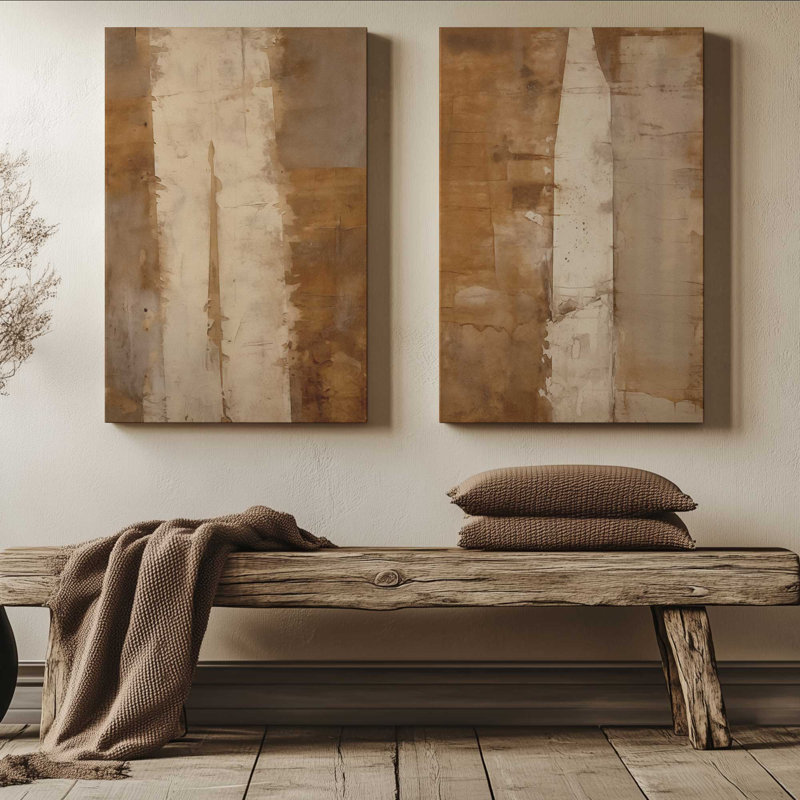 Sienna Strips Set of 2 Canvas Prints in a Frame,, Wrapped Canvas, 18" H x 24" W x 1.25" D