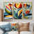 Toile avec cadre flottant or