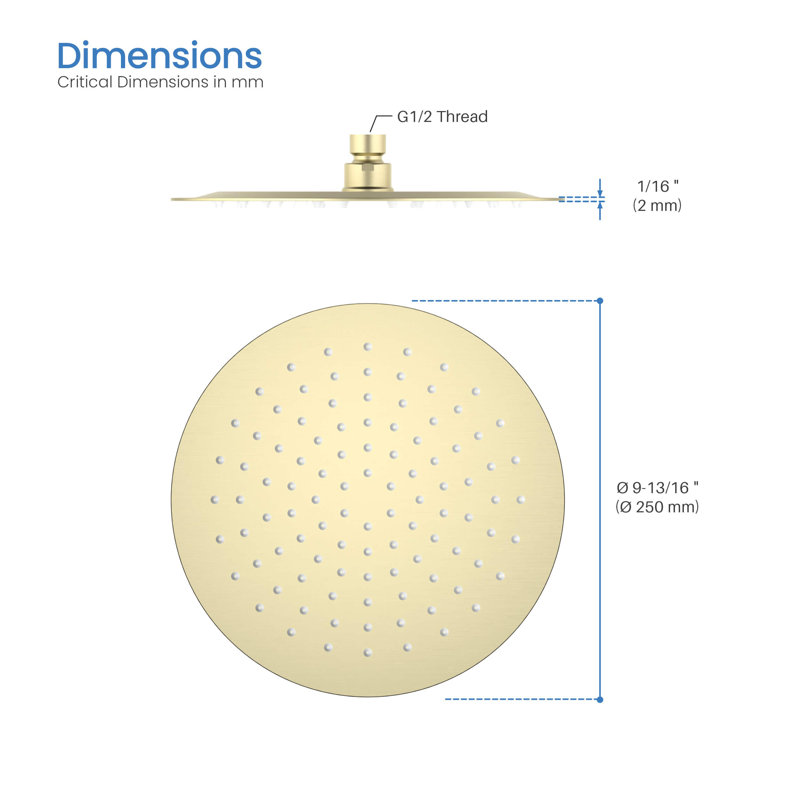 Rain Adjustable Shower Head 1.8 GPM GPM, Brushed Gold