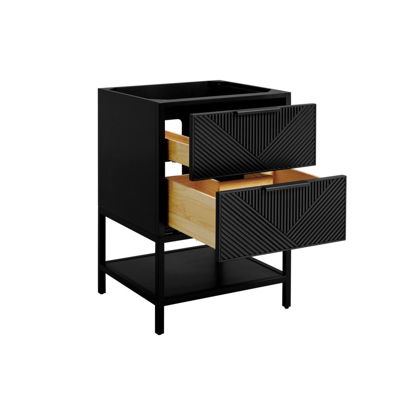 Diamond 24'' W Single Vanity, Charcoal Black, White Quartz, Matte Black