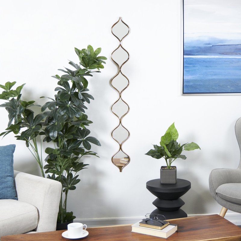 Patericia Metal Slim Stacked Chain 6 Layer Gold Wall Mirror with Tear Drop Pattern