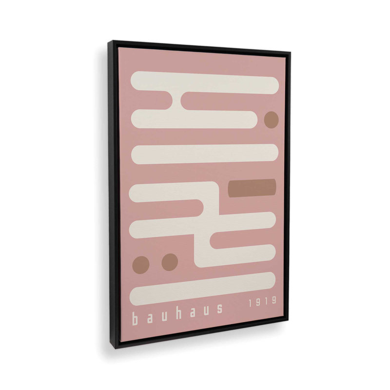 Impression sur toile «Pink Bauhaus Minimalist Circuitry II» , H 18,75 po x l 12,75 po, Noir satiné