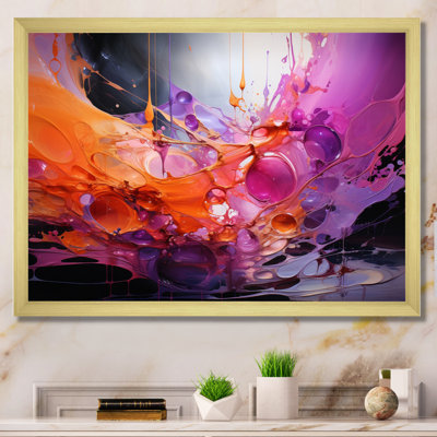 Gamba Orange Purple Abstract Fractal Collage Reflections - Fractals Framed Prints