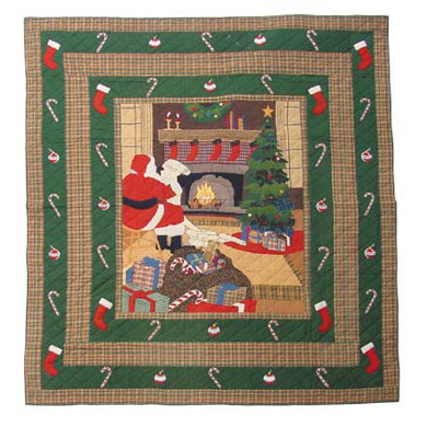 Santa By The Fireside Rustic Cotton Plaid Duvet Cover