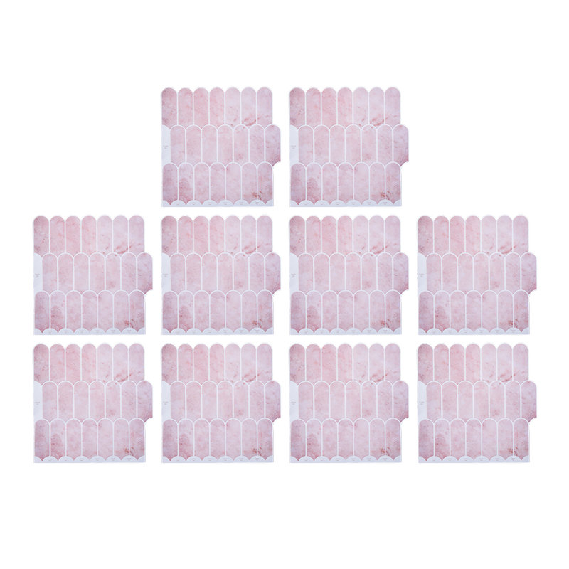 10Pcs Self-Adhesive Wall Tile Stickers, Light Pink