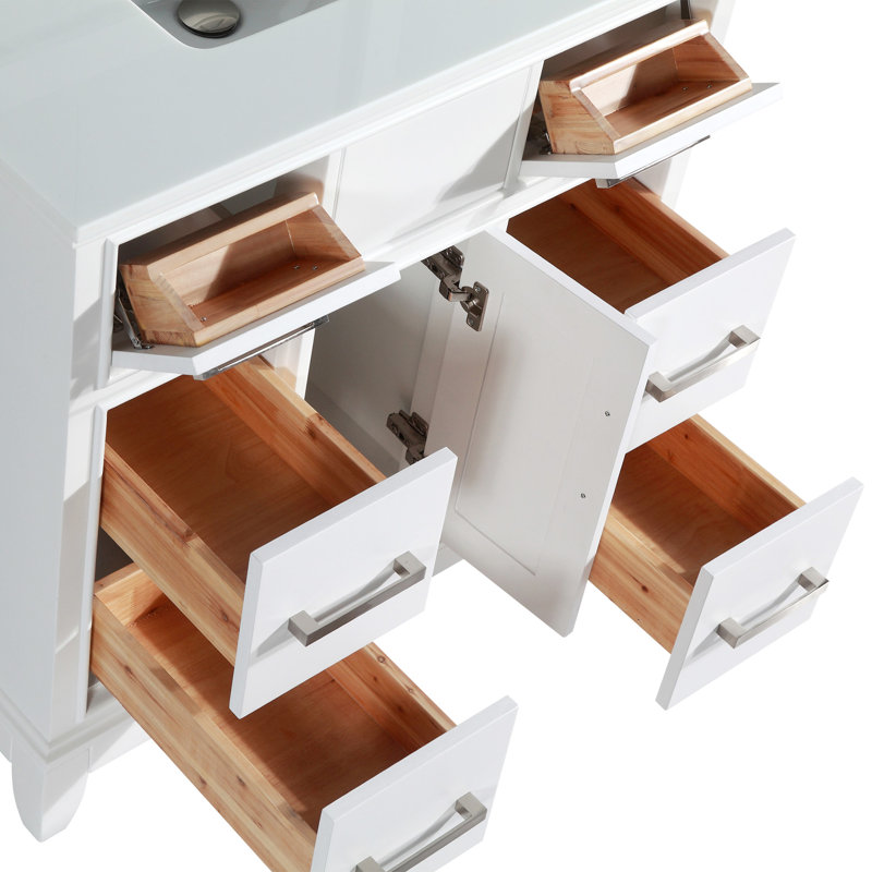 Ensemble de meuble-lavabo simple avec miroir 36 po Valor, Blanc