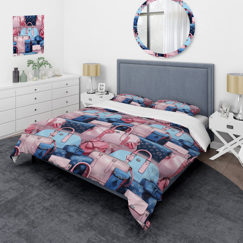 Ensemble de housse de couette rose Popart Chic, Housse de couette simple + 1 taie décorative stan