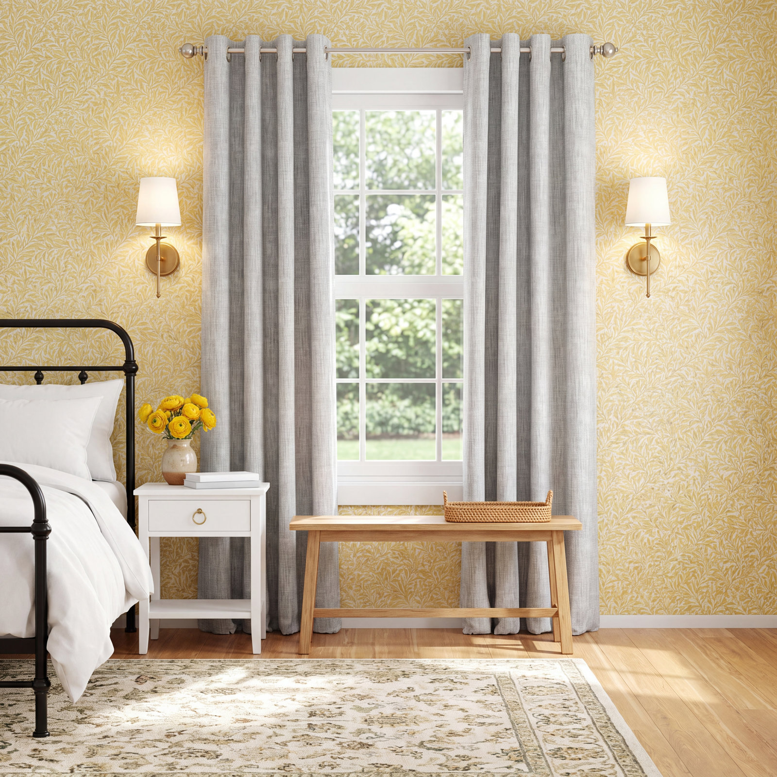 Textured Linen-Blend Blackout Curtain Panel Set, Light Gray, 50" W x 96" L