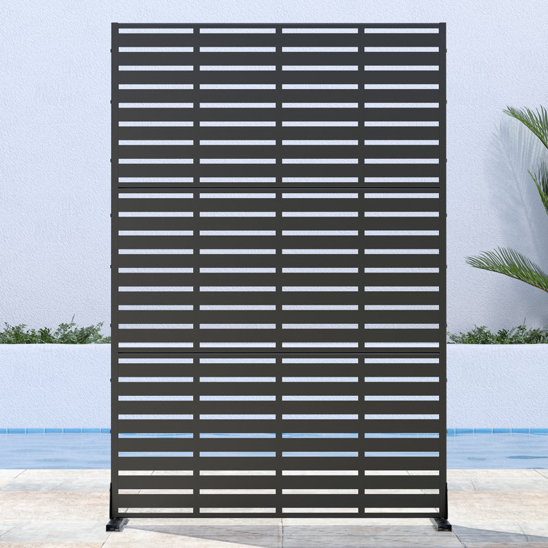 Paravent d'extérieur en métal, Noir, 72" H x 47" W x 16" D