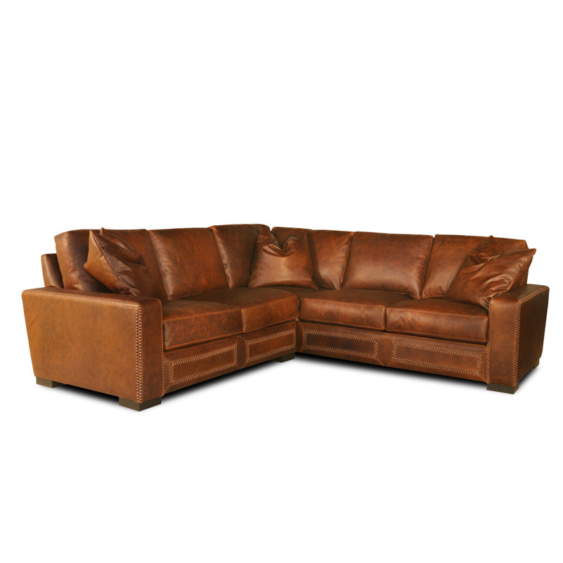 Downtown Cowboy Sectional, Left Hand Facing, Graphite Coyote Genuine Leather