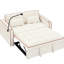Lit en velours beige de 55,51 po, dossier réglable, cendrier, support pour téléphone et coussins chauds beige moderne avec dossier et pratique