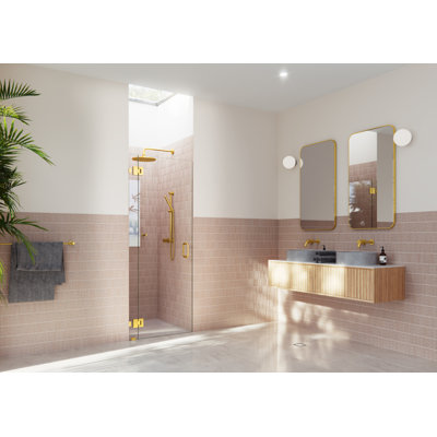 Halo 31.25 in. x 78 in. Frameless Glass Hinge Shower Door