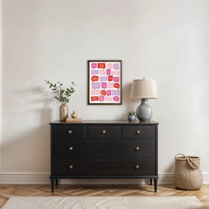 Valentines Love Phrases Brown Framed Print