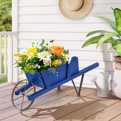 Brynesha Wood Wheelbarrow Planter