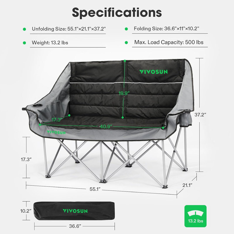 Chaise de camping pliante avec coussin Sharlanda
