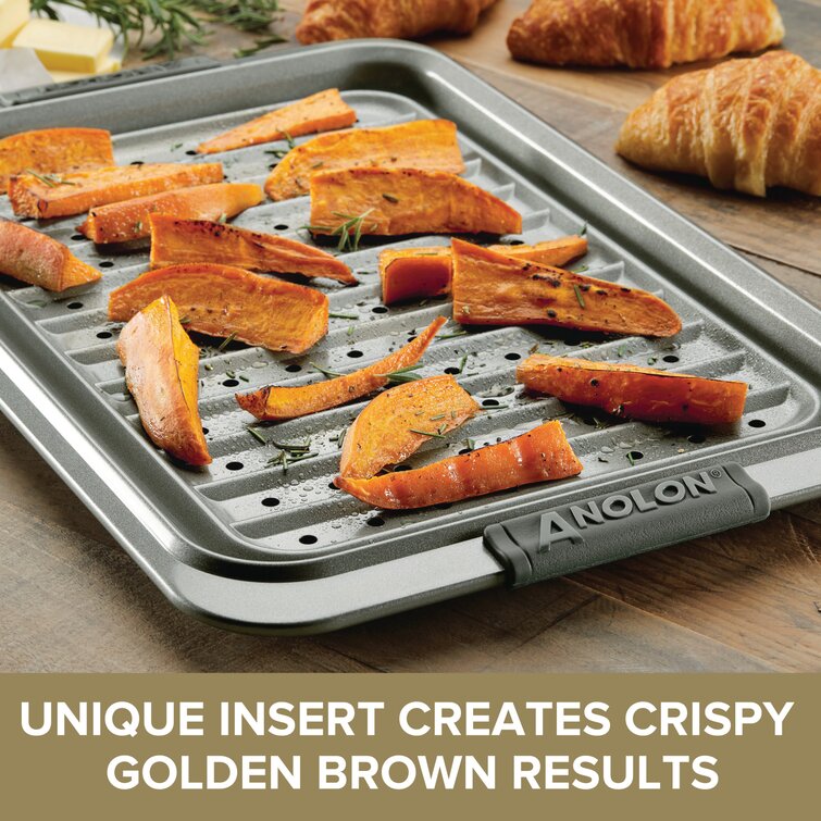 ANOLON Advanced Bakeware Crisper Pan Sure Grip Handles 11x 13 baking  surface